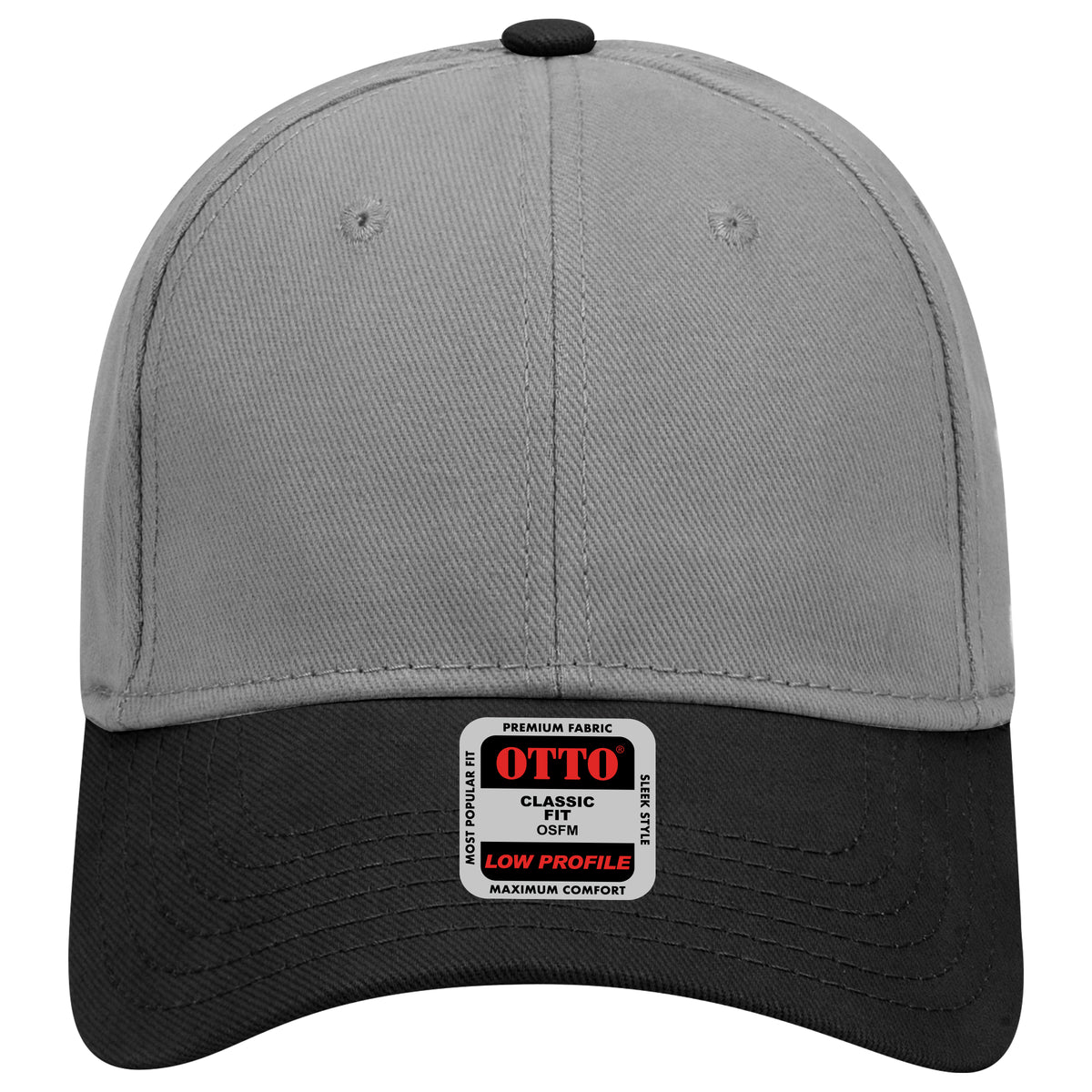 OTTO CAP 6 Panel Low Profile Baseball Cap OTTO 19-251 Otto Cap 0325 - Blk/Ch.Gry OSFM - Adult