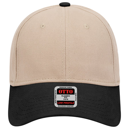 OTTO CAP 6 Panel Low Profile Baseball Cap OTTO 19-251 Otto Cap 0332 - Blk/Kha OSFM - Adult