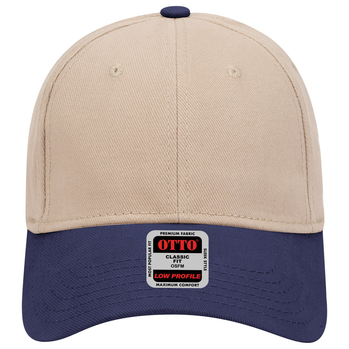 OTTO CAP 6 Panel Low Profile Baseball Cap OTTO 19-251 Otto Cap 0432 - Nvy/Kha OSFM - Adult