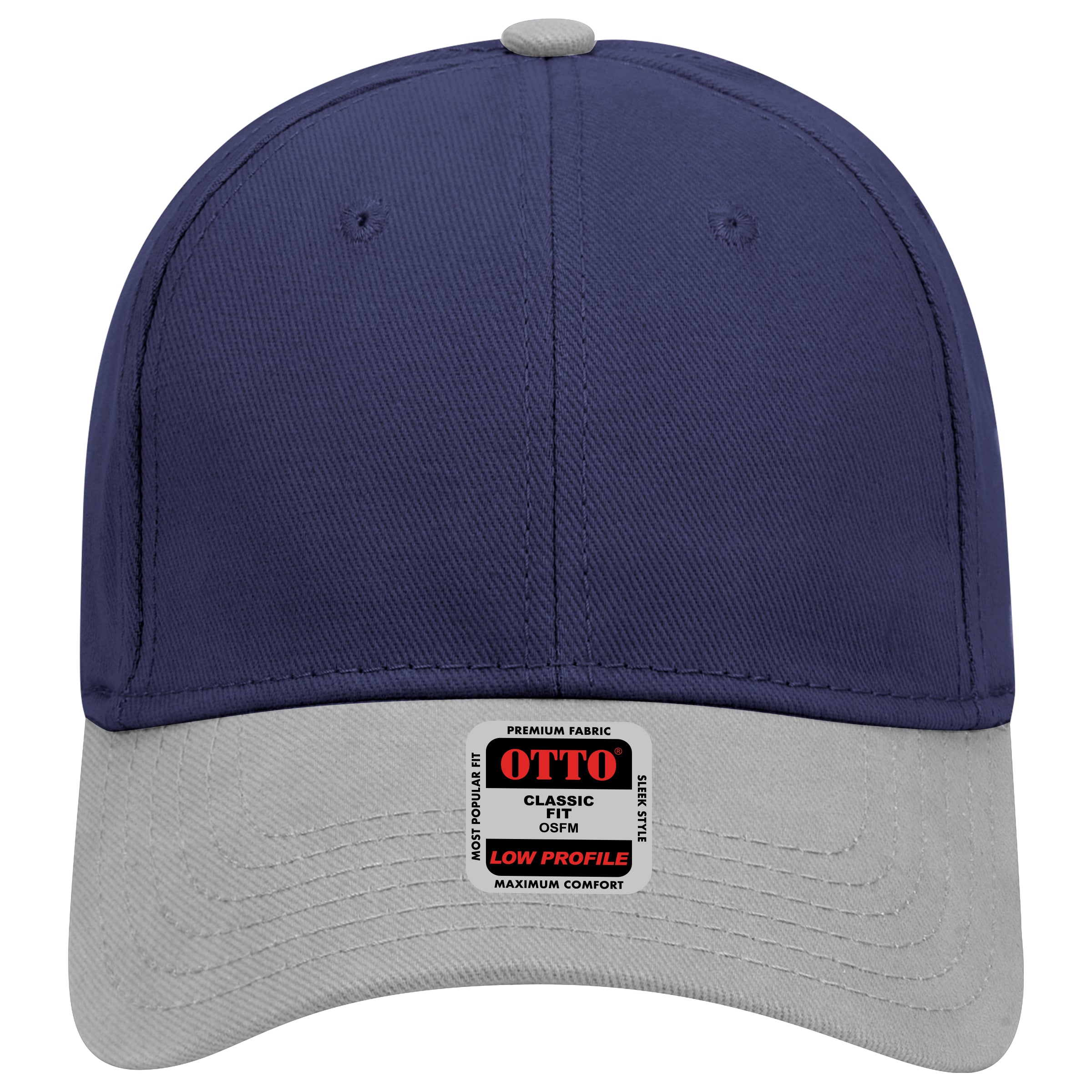 OTTO CAP 6 Panel Low Profile Baseball Cap OTTO 19-251 Otto Cap 1404 - Gry/Nvy OSFM - Adult