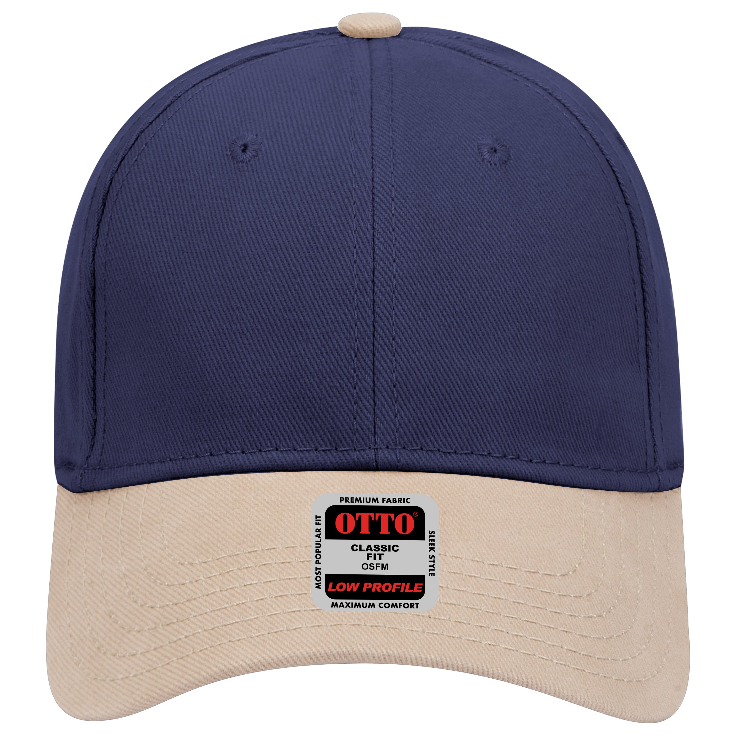 OTTO CAP 6 Panel Low Profile Baseball Cap OTTO 19-251 Otto Cap 3204 - Kha/Nvy OSFM - Adult