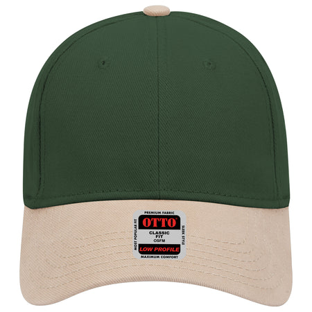 OTTO CAP 6 Panel Low Profile Baseball Cap OTTO 19-251 Otto Cap 3217 - Kha/Dk.Grn OSFM - Adult