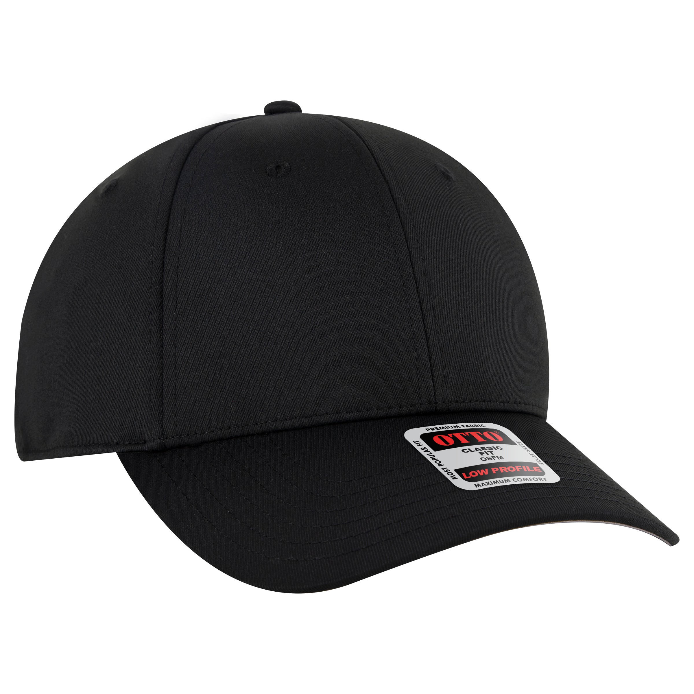 OTTO CAP 6 Panel Low Profile Baseball Cap OTTO 19-3 Otto Cap 003 - Black OSFM - Adult