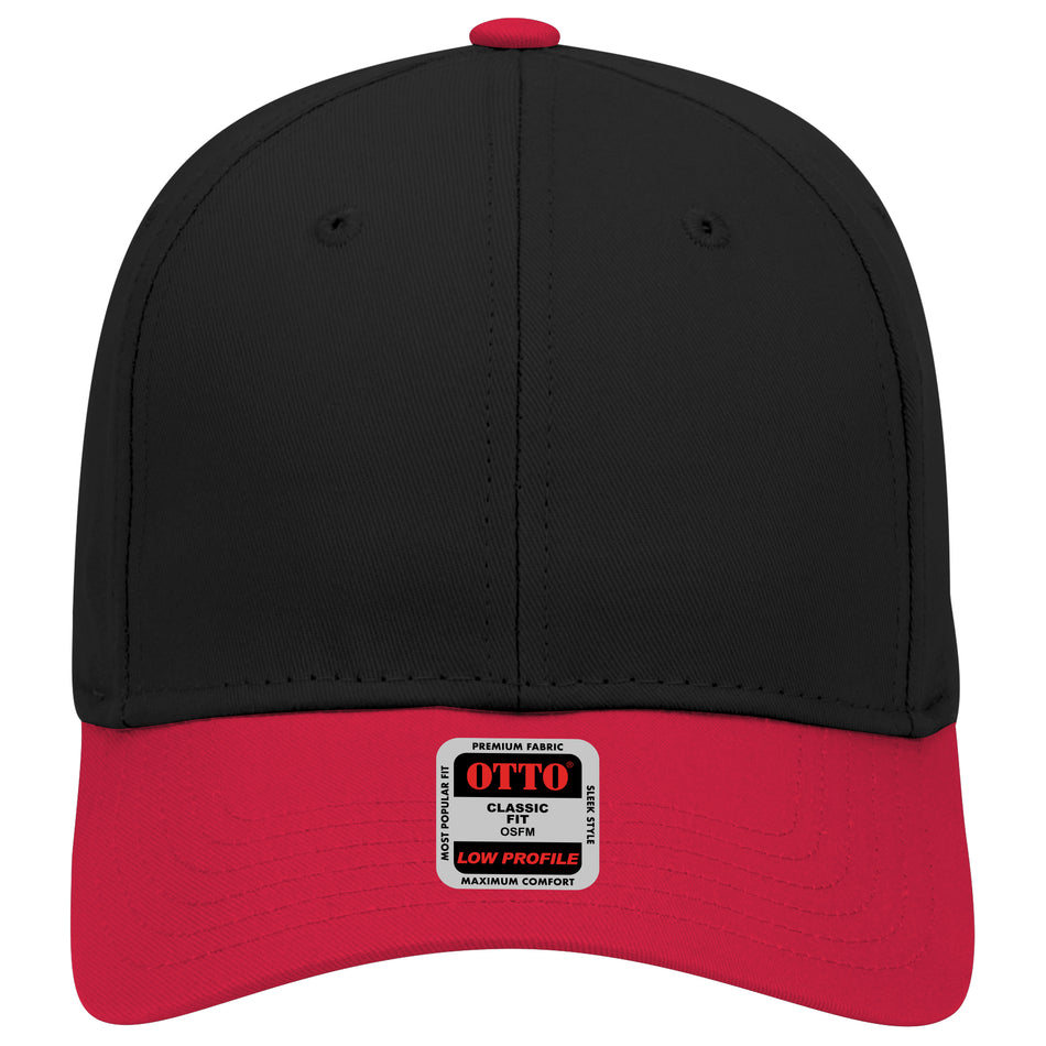 OTTO CAP 6 Panel Low Profile Baseball Cap OTTO 19-536 Otto Cap 020303 - Red/Blk/Blk OSFM - Adult