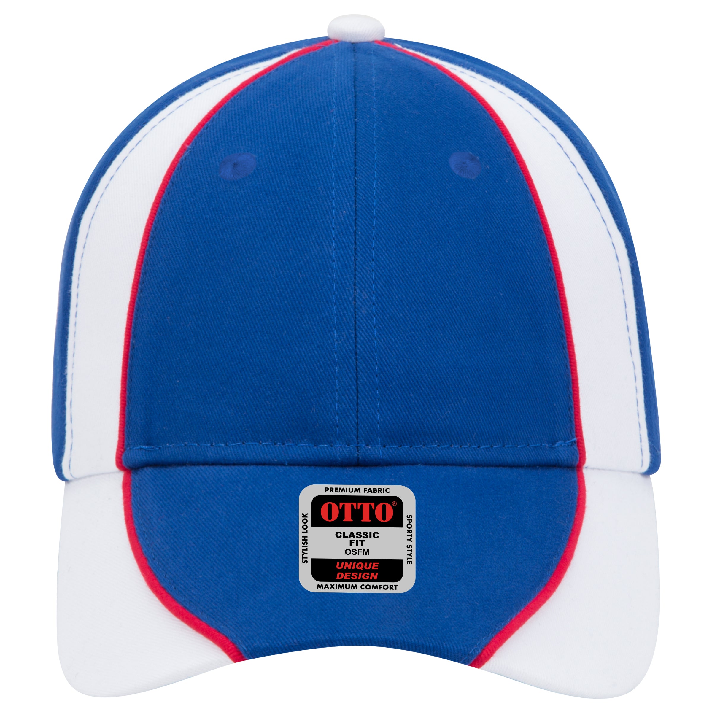 OTTO CAP 6 Panel Low Profile Baseball Cap OTTO 19-701 Otto Cap 011602 - Ryl/Wht/Red OSFM - Adult