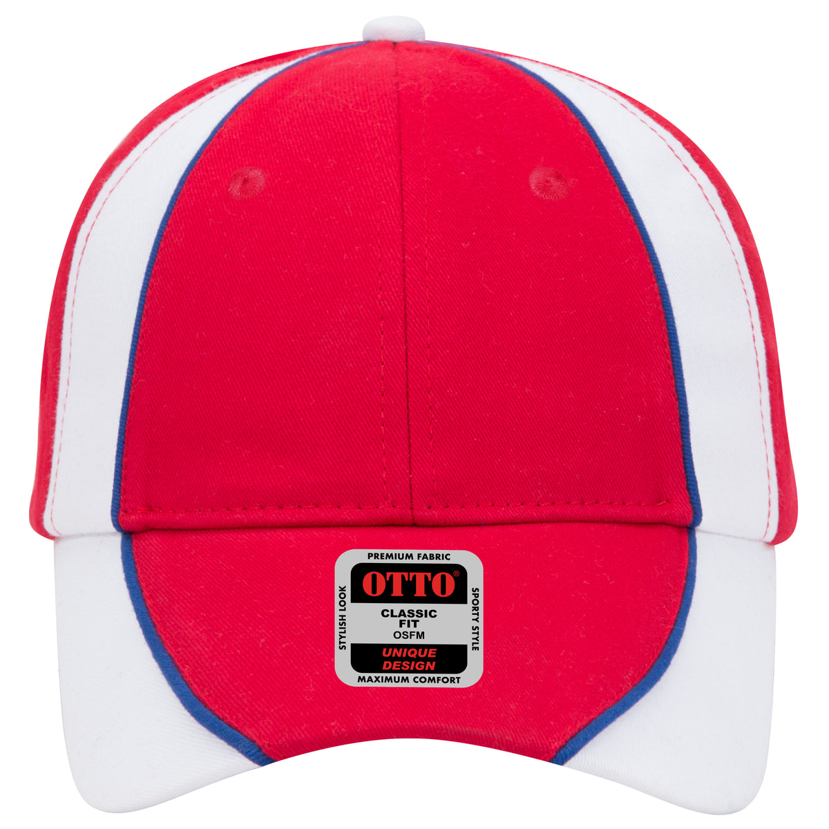 OTTO CAP 6 Panel Low Profile Baseball Cap OTTO 19-701 Otto Cap 021601 - Red/Wht/Ryl OSFM - Adult