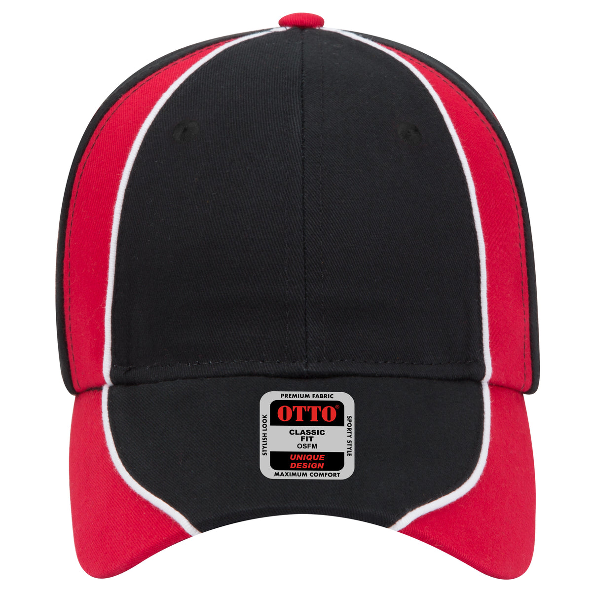 OTTO CAP 6 Panel Low Profile Baseball Cap OTTO 19-701 Otto Cap 030216 - Blk/Red/Wht OSFM - Adult