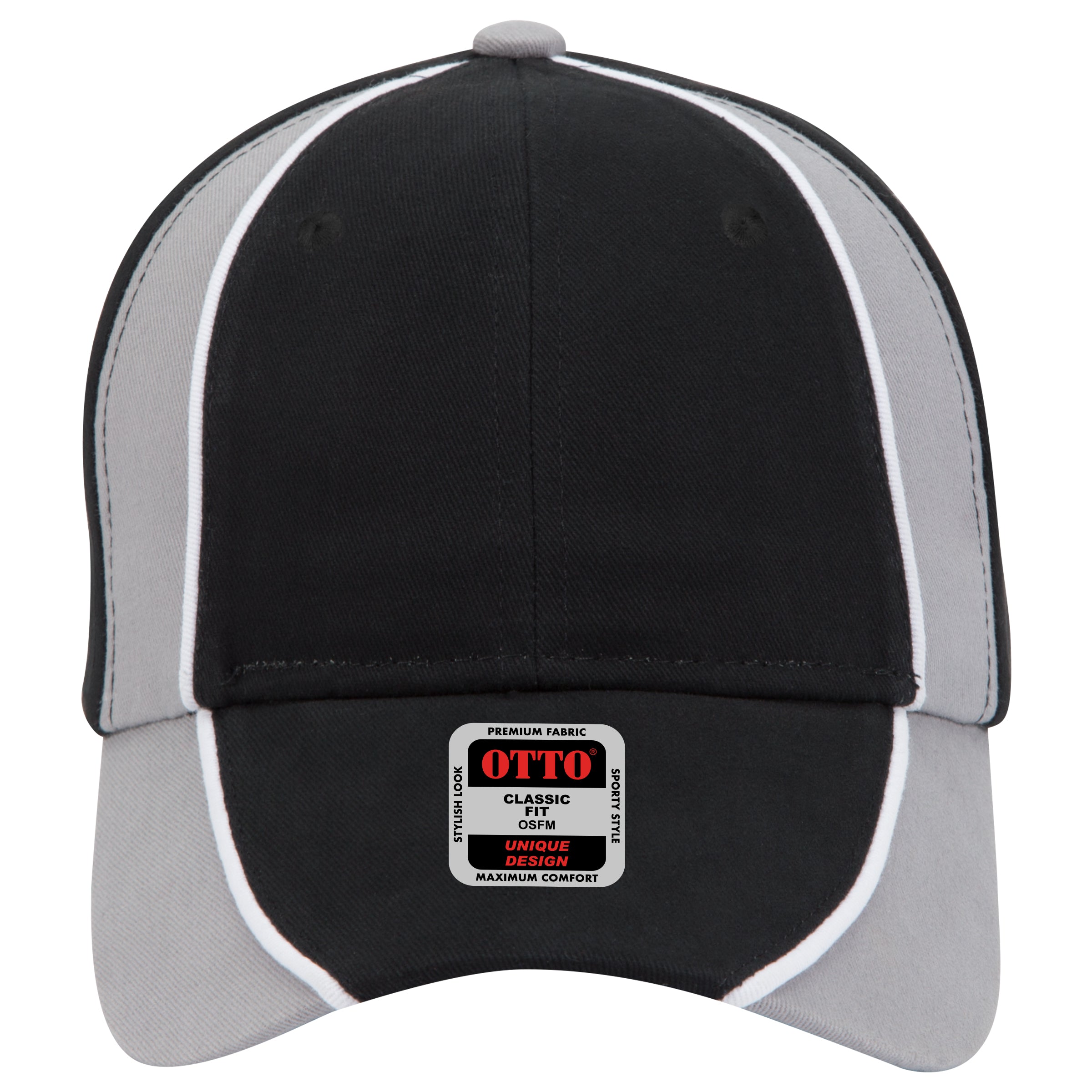 OTTO CAP 6 Panel Low Profile Baseball Cap OTTO 19-701 Otto Cap 031416 - Blk/Gry/Wht OSFM - Adult