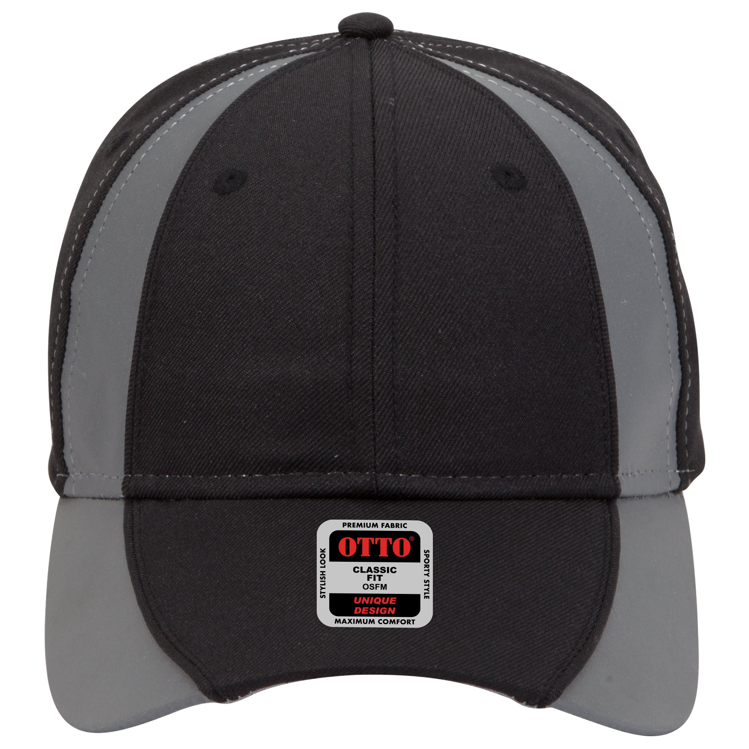 OTTO CAP 6 Panel Low Profile Baseball Cap OTTO 19-701 Otto Cap 0398 - Blk/Ref.Gry OSFM - Adult