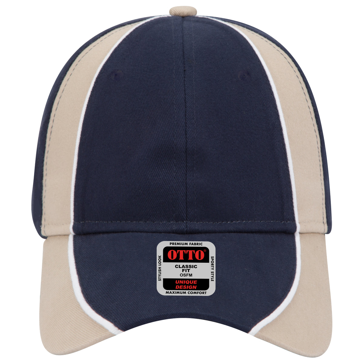 OTTO CAP 6 Panel Low Profile Baseball Cap OTTO 19-701 Otto Cap 043216 - Nvy/Kha/Wht OSFM - Adult