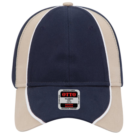 OTTO CAP 6 Panel Low Profile Baseball Cap OTTO 19-701 Otto Cap 043216 - Nvy/Kha/Wht OSFM - Adult