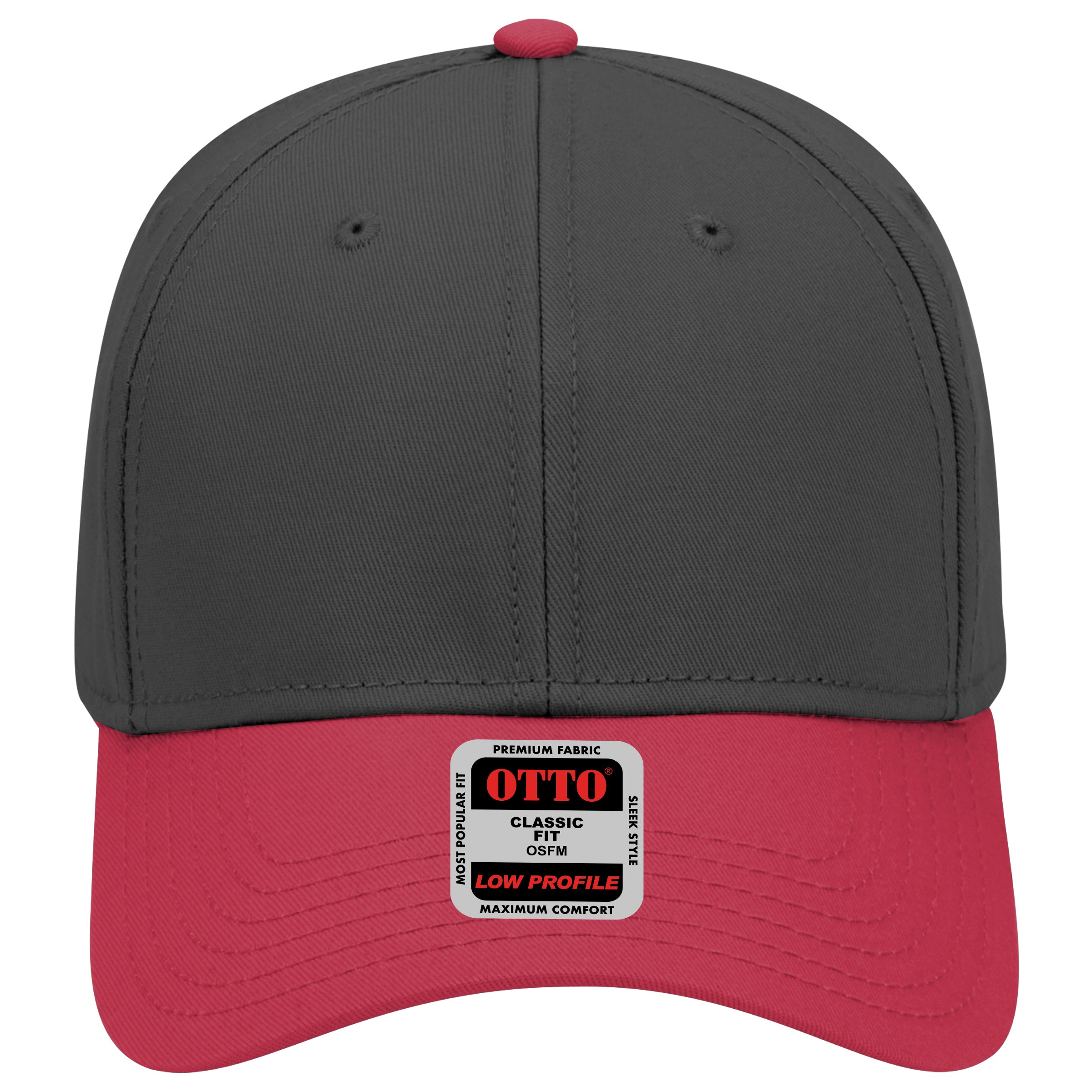 OTTO CAP 6 Panel Low Profile Baseball Cap OTTO 19-768 Otto Cap 020303 - Red/Blk/Blk OSFM - Adult