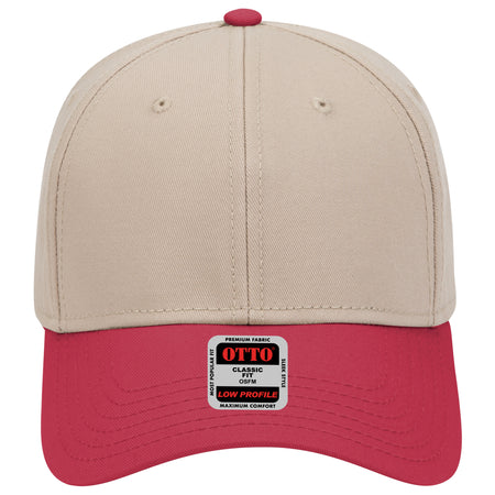 OTTO CAP 6 Panel Low Profile Baseball Cap OTTO 19-768 Otto Cap 023232 - Red/Kha/Kha OSFM - Adult