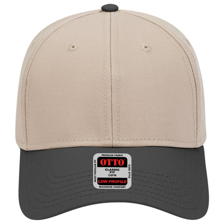 OTTO CAP 6 Panel Low Profile Baseball Cap OTTO 19-768 Otto Cap 033232 - Blk/Kha/Kha OSFM - Adult