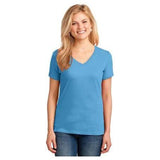 Joe's USA Ladies 5.4-oz 100% Cotton V-Neck T-Shirt Joe's USA X-Small Aquatic Blue