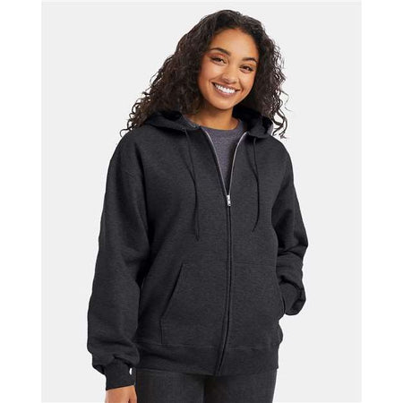 Hanes Ultimate Cotton® Full-Zip Hooded Sweatshirt - Hanes F280 Hanes Charcoal Heather S