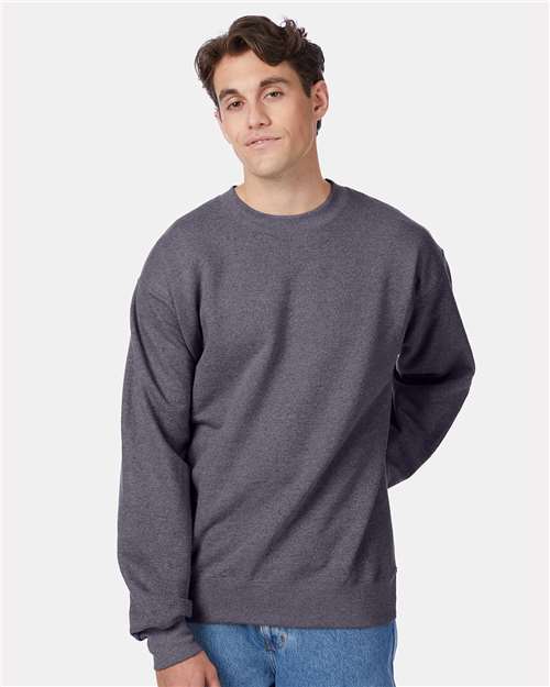 Hanes Ultimate Cotton® Crewneck Sweatshirt - Charcoal Heather - Hanes F260 Hanes Charcoal Heather S