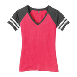 Ladies Game V-Neck Tee Joe's USA X-Small Heathered Watermelon / Heathered Charcoal