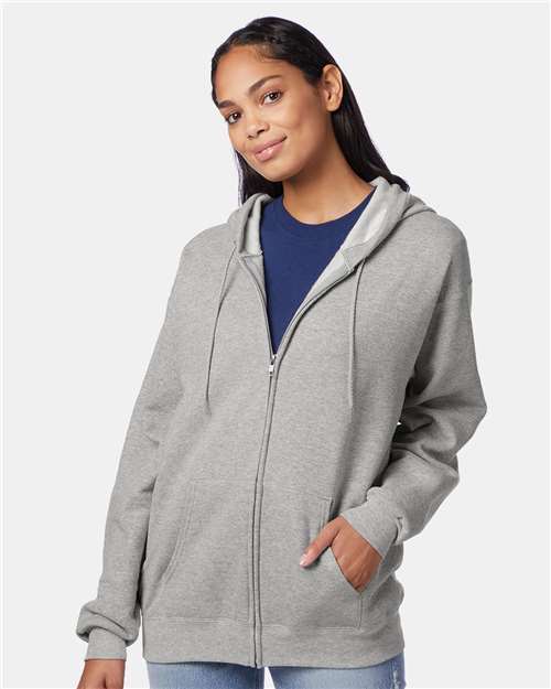 Hanes Ecosmart® Full-Zip Hooded Sweatshirt - Hanes P180 Hanes Light Steel S