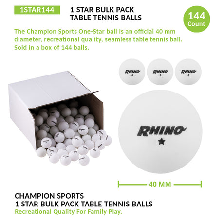Champion Sports 1-STAR TABLE TENNIS BALLS, BOX OF 144