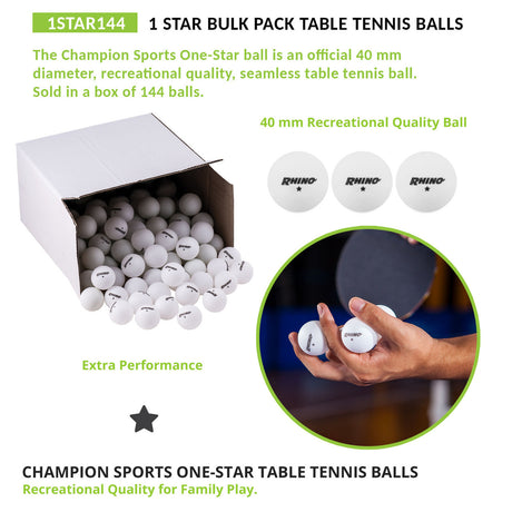 Champion Sports 1-STAR TABLE TENNIS BALLS, BOX OF 144