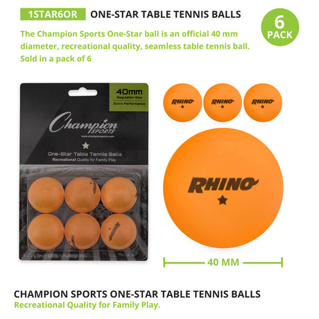 1-STAR TABLE TENNIS BALLS, PACK OF 6 ASSORTED