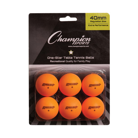 1-STAR TABLE TENNIS BALLS, PACK OF 6 ASSORTED