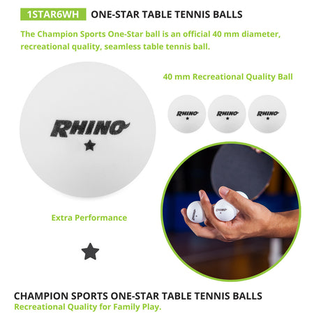 1-STAR TABLE TENNIS BALLS, PACK OF 6 ASSORTED