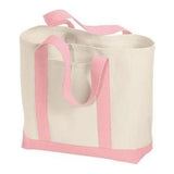 2 - Tone Shopping Tote Natural/Light Pink Tote Bags