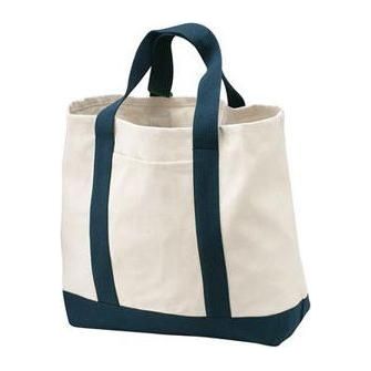 2 - Tone Shopping Tote Natural/Navy Tote Bags