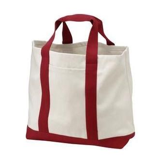 2 - Tone Shopping Tote Natural/Red Tote Bags