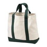 2 - Tone Shopping Tote Natural/Spruce Tote Bags