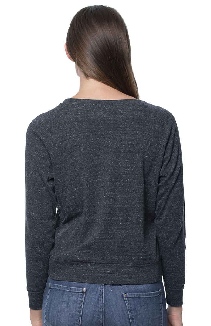 Royal Apparel 20012 Women's Triblend Long Sleeve Raglan Pullover - Tri Onyx