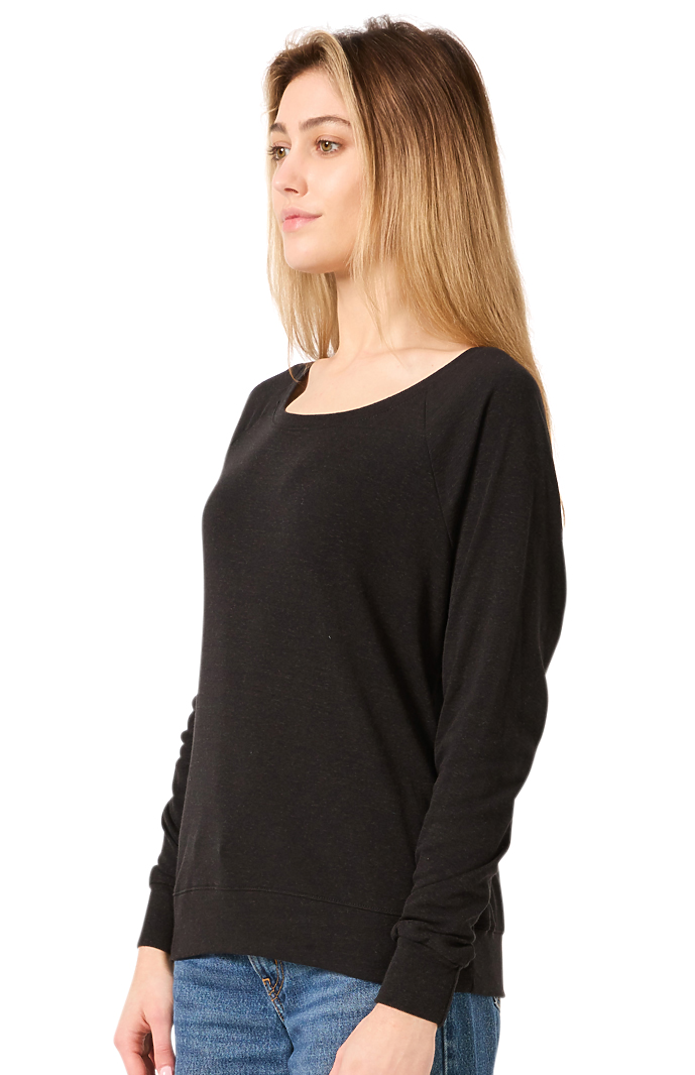 Royal Apparel 20012 Women's Triblend Long Sleeve Raglan Pullover - Tri Black
