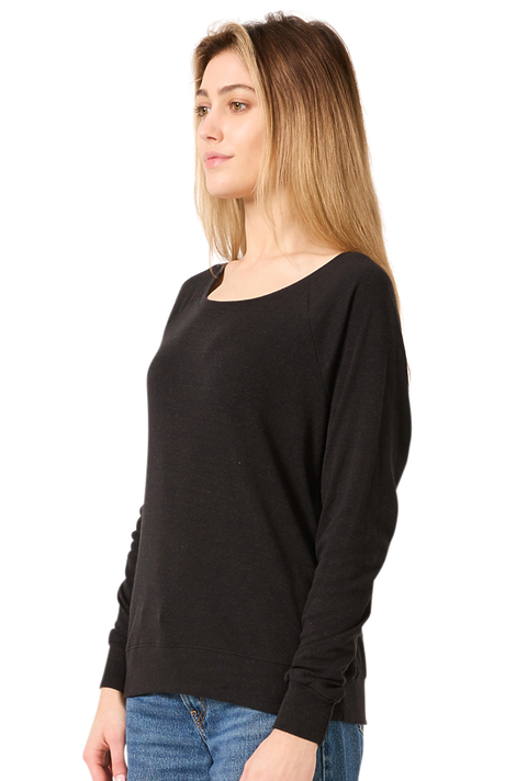 Royal Apparel 20012 Women's Triblend Long Sleeve Raglan Pullover - Tri Black