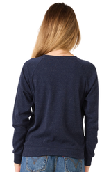 Royal Apparel 20012 Women's Triblend Long Sleeve Raglan Pullover - Tri Denim Navy
