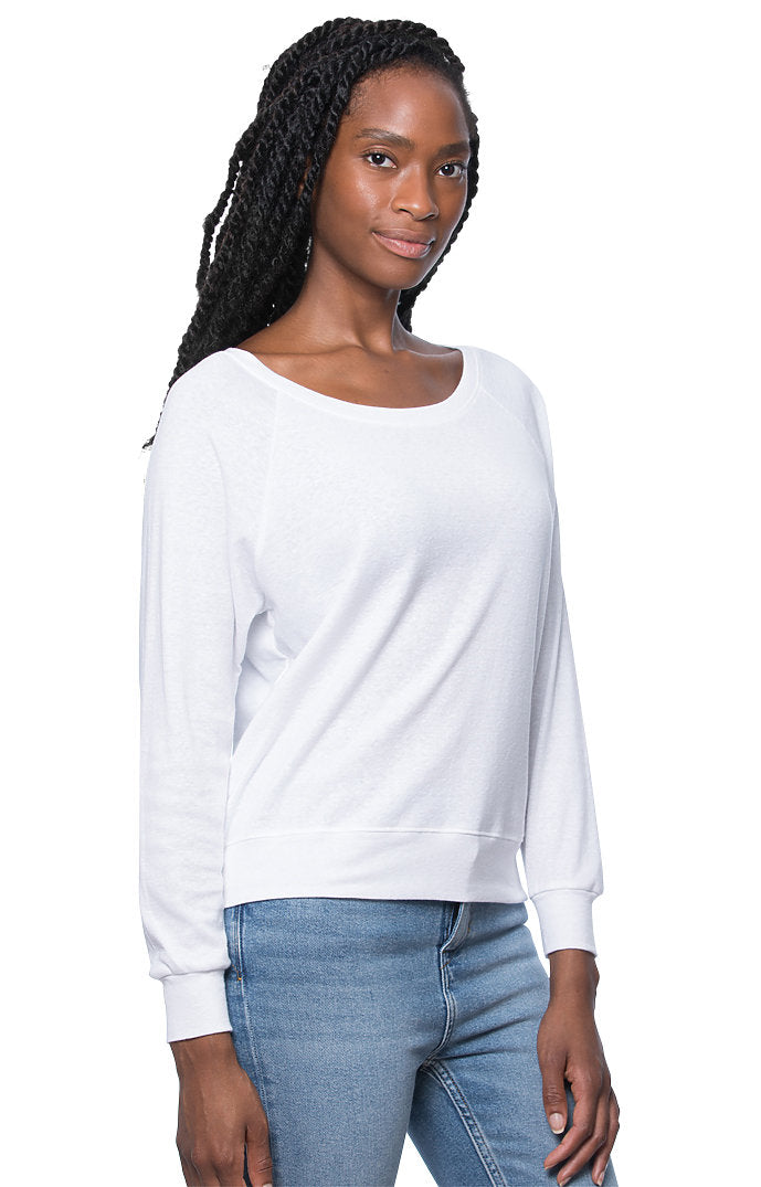 Royal Apparel 20012 Women's Triblend Long Sleeve Raglan Pullover - Tri White