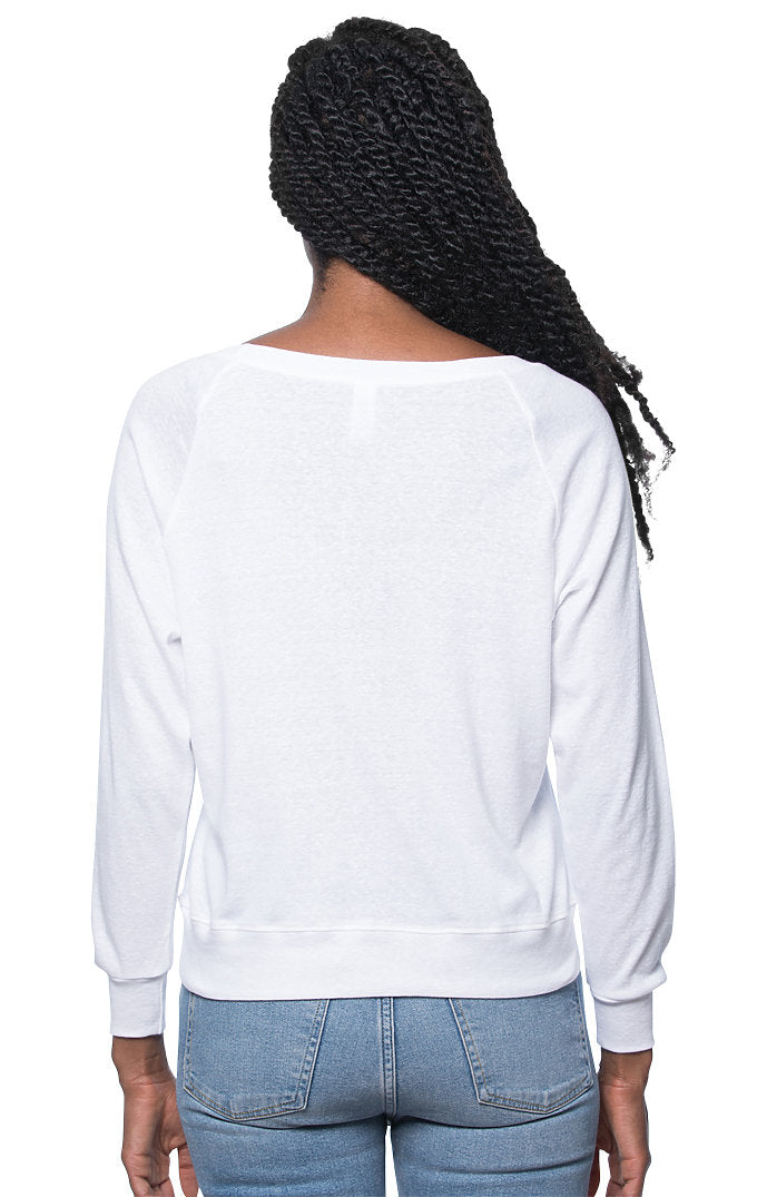 Royal Apparel 20012 Women's Triblend Long Sleeve Raglan Pullover - Tri White