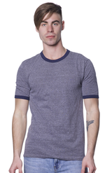 Royal Apparel 20052 Unisex Triblend Ringer Tee - Tri Vntg Gry / Tri Dnm Nvy