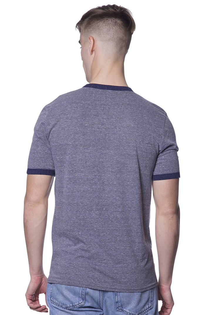 Royal Apparel 20052 Unisex Triblend Ringer Tee - Tri Vntg Gry / Tri Dnm Nvy