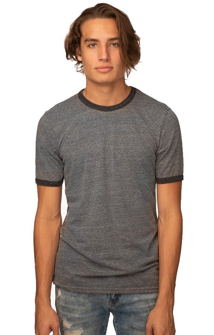 Royal Apparel 20052 Unisex Triblend Ringer Tee - Tri Vintage Grey/Tri Onyx
