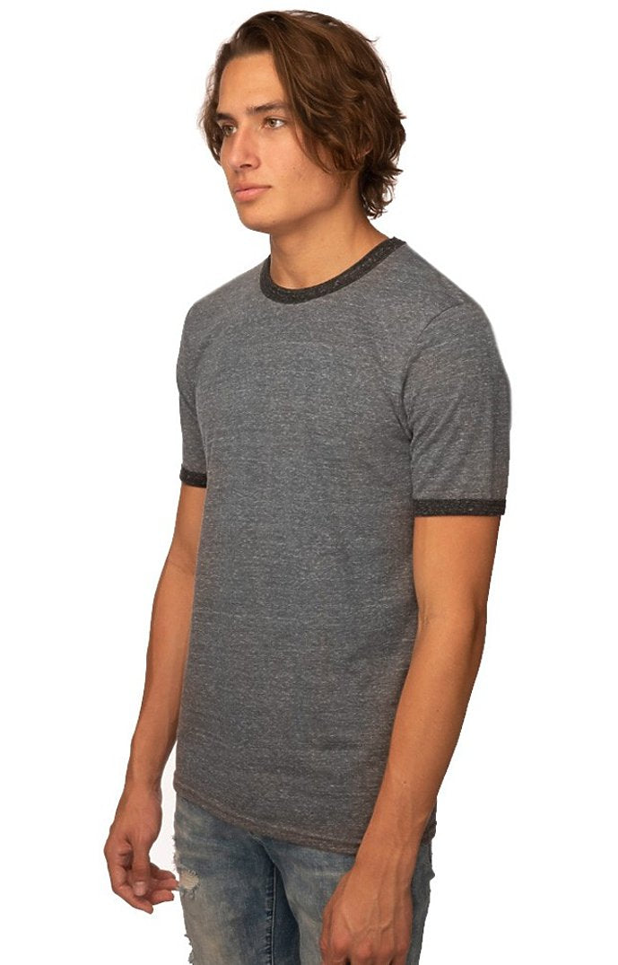Royal Apparel 20052 Unisex Triblend Ringer Tee - Tri Vintage Grey/Tri Onyx