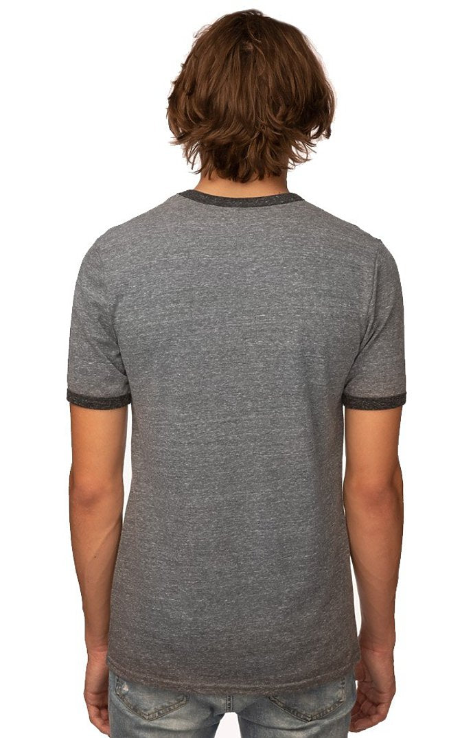 Royal Apparel 20052 Unisex Triblend Ringer Tee - Tri Vintage Grey/Tri Onyx