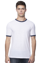 Royal Apparel 20052 Unisex Triblend Ringer Tee - Tri White / Tri Denim Nvy