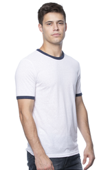Royal Apparel 20052 Unisex Triblend Ringer Tee - Tri White / Tri Denim Nvy