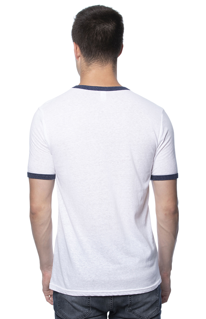 Royal Apparel 20052 Unisex Triblend Ringer Tee - Tri White / Tri Denim Nvy