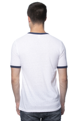 Royal Apparel 20052 Unisex Triblend Ringer Tee - Tri White / Tri Denim Nvy