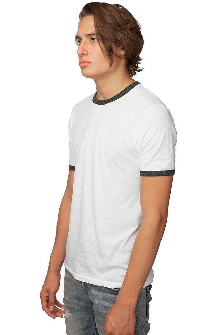 Royal Apparel 20052 Unisex Triblend Ringer Tee - Tri White / Tri Onyx
