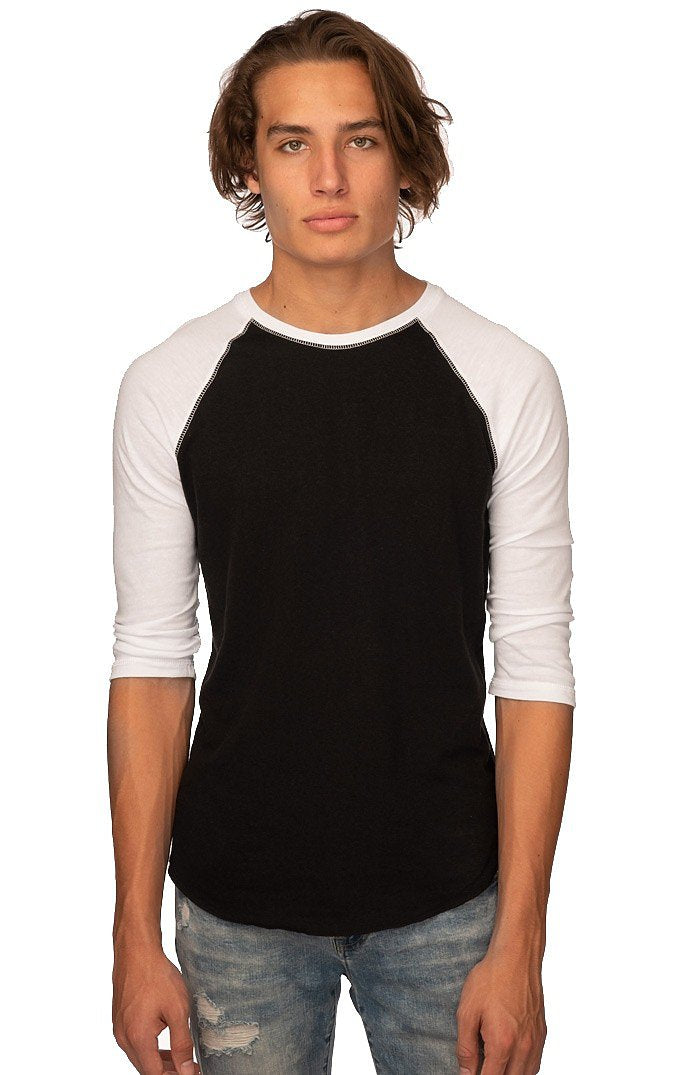 Royal Apparel 20060 Unisex Triblend Raglan Baseball Shirt - Tri Black / Tri White
