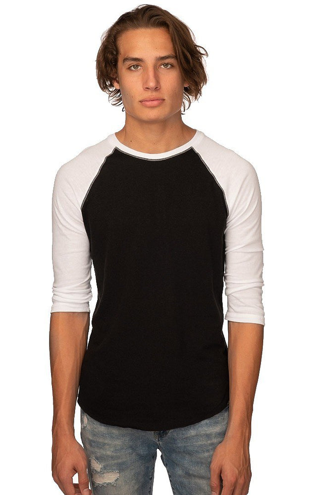 Royal Apparel 20060 Unisex Triblend Raglan Baseball Shirt - Tri Black / Tri White